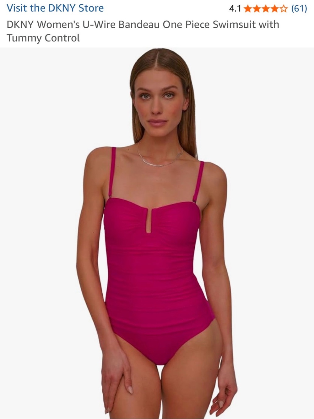 DKNY Women's U-Wire Bandeau One Piece Swimsuit with Tummy Control
XL